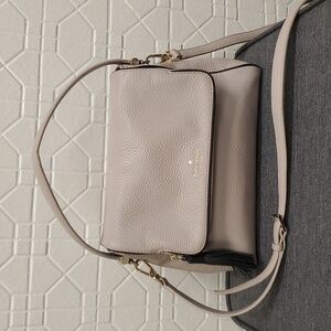 Kate spade Pebbled Leather Cross Body Bag in Natural Color With Black Accent